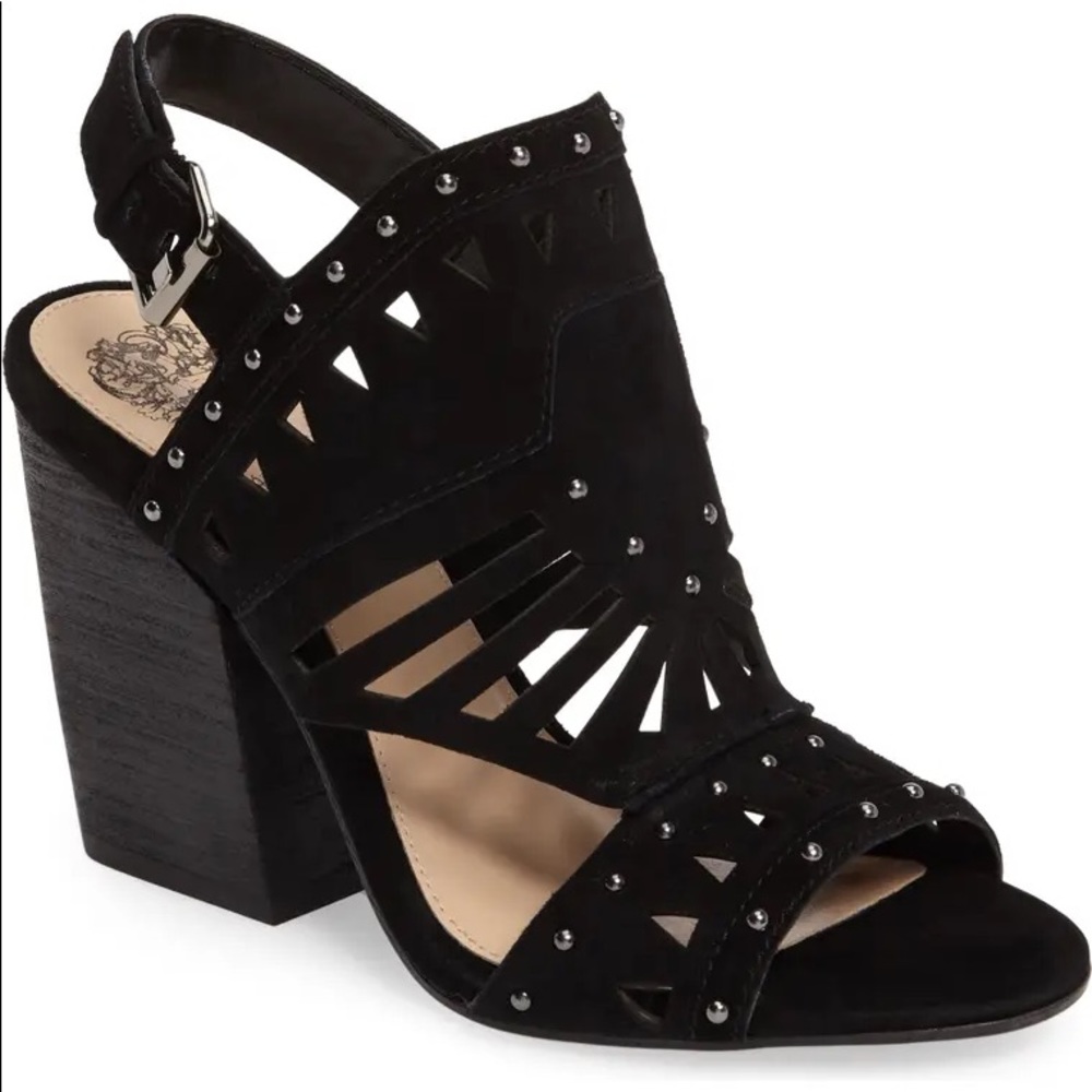 VINCE CAMUTO Beaded Black Suede Sandals sz 9